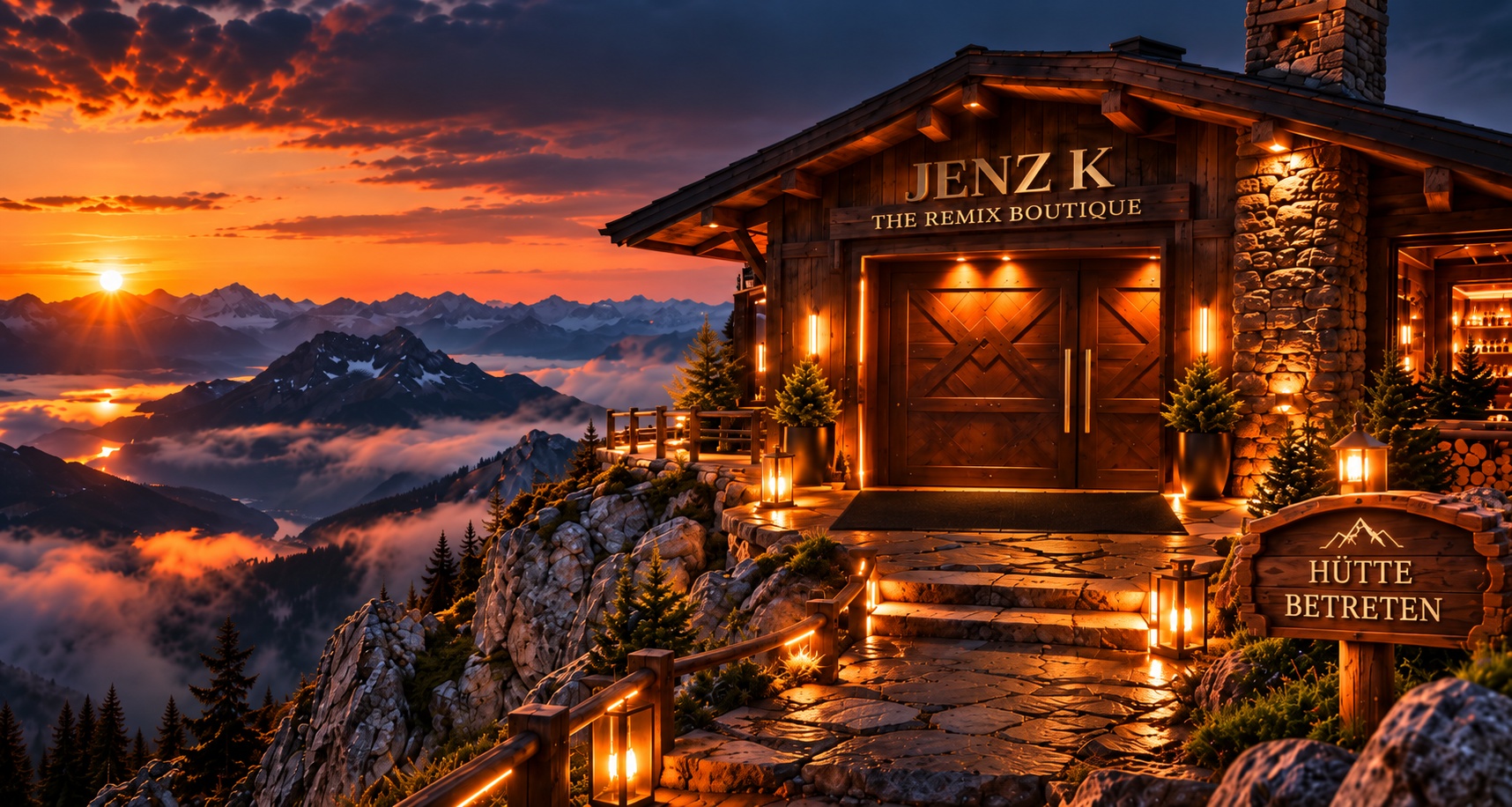 JENZ K Berghütte im Sonnenuntergang